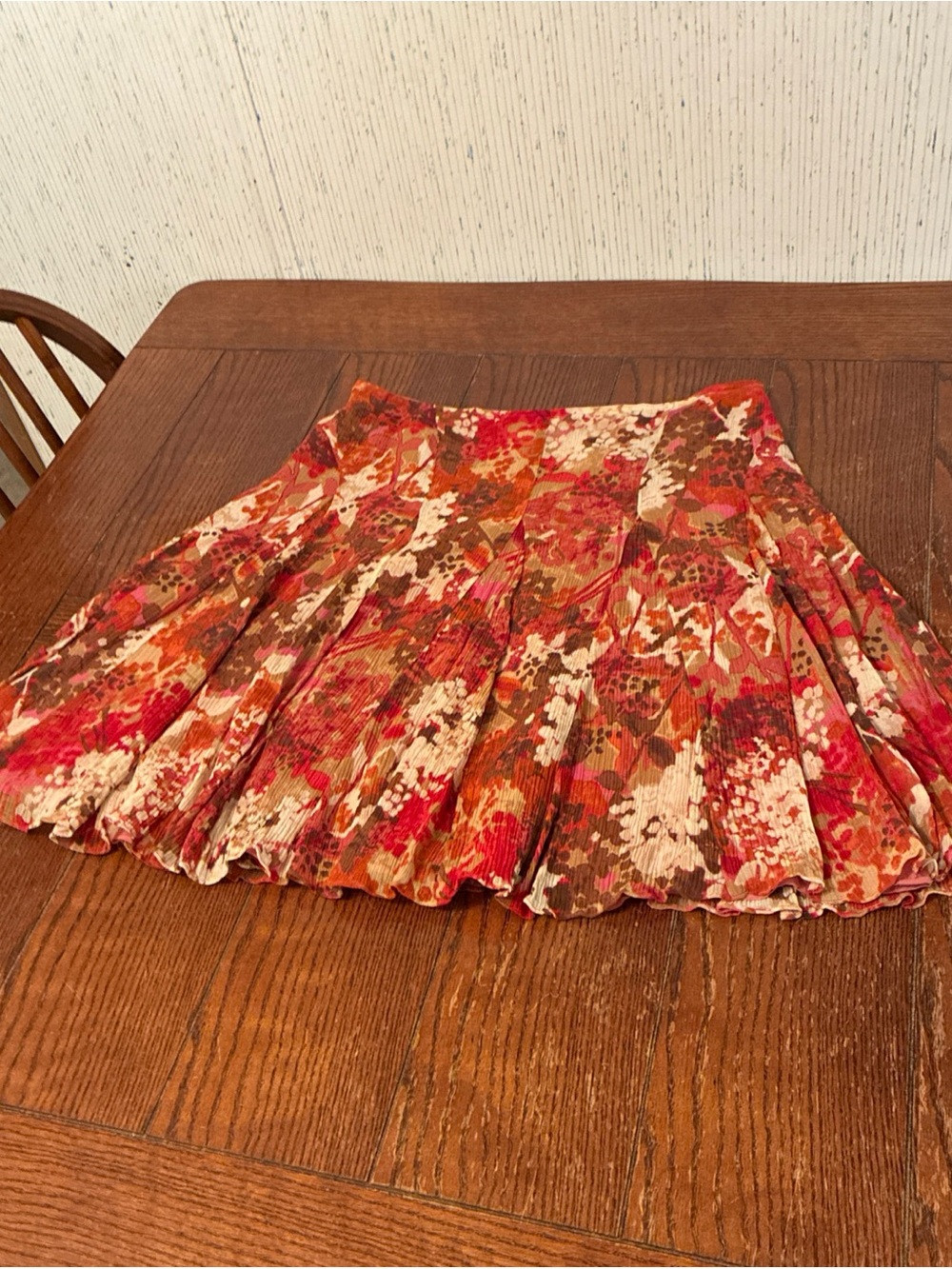 Sigrid Olsen 100% Silk Midi Skirt Women’s 8P Floral Lined Pleated Flare Zip